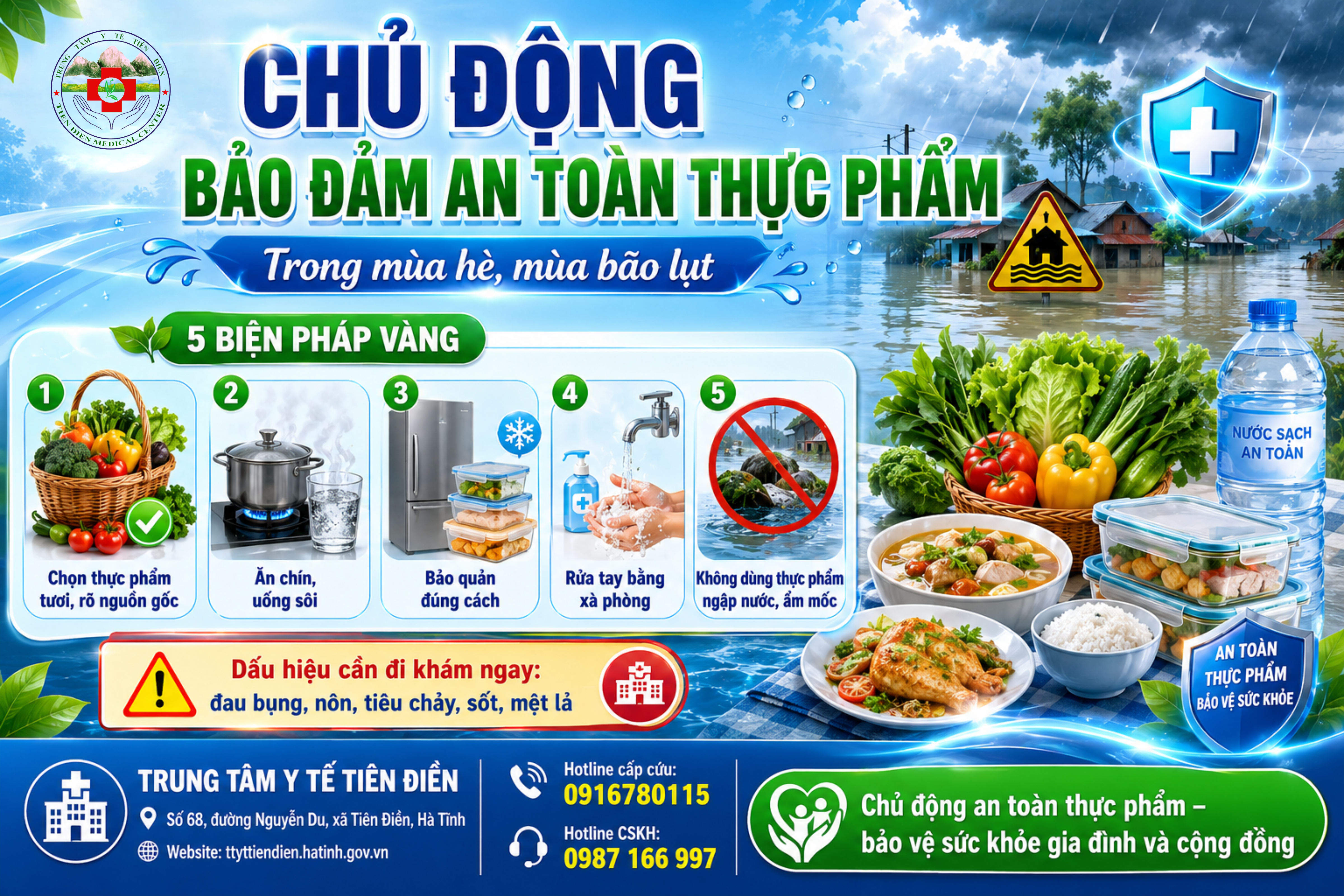 Chủ động bảo đảm an toàn thực phẩm trong mùa hè, mùa bão lụt